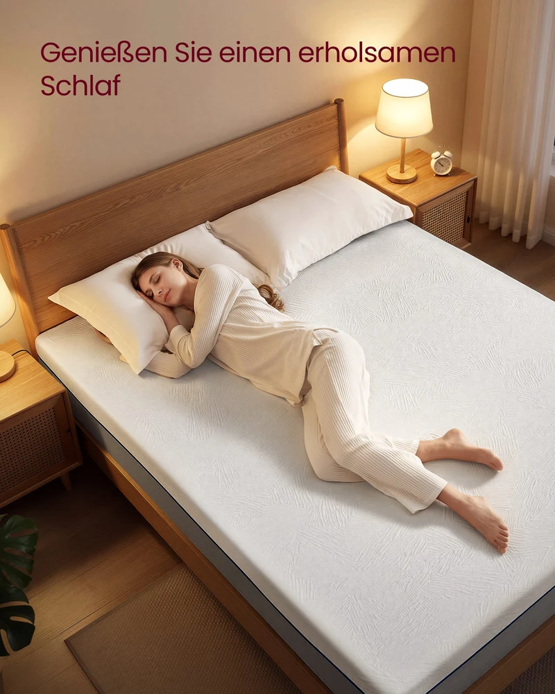 Matratze Gel-Memoryschaum Extra Dick - 7 Zonen Mittelhart - Mit Abnehmbarem Bezug