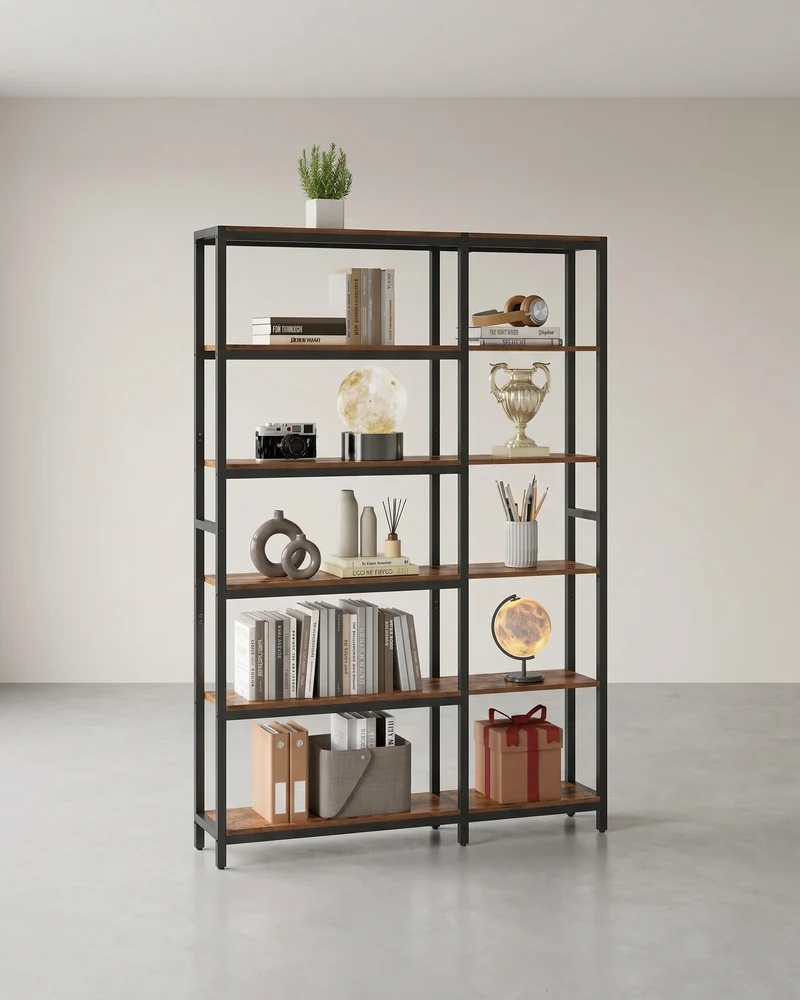 Bücherregal Mit 6 Ebenen - Eckregal Im Leiterstil - Für Wohnzimmer Und Arbeitszimmer