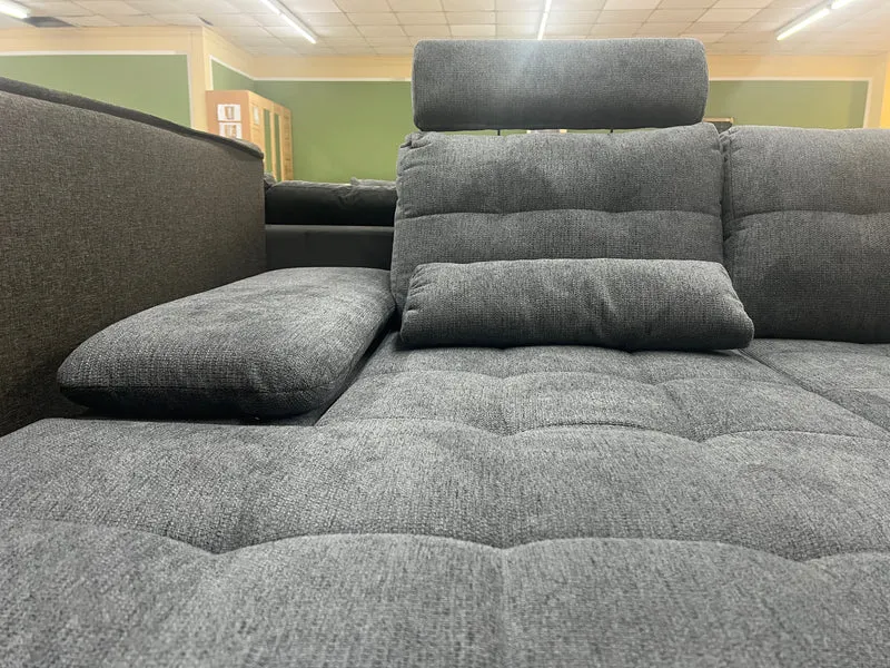 Wohnlandschaft Couch Sofa Maße: 257 x 208cm + Bettfunktion + Stauraum + Kopfteile verstellbar + Armlehne verstellbar + Kissen