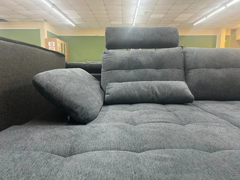 Wohnlandschaft Couch Sofa Maße: 257 x 208cm + Bettfunktion + Stauraum + Kopfteile verstellbar + Armlehne verstellbar + Kissen