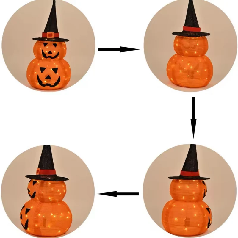 Zusammenklappbare Halloween-Kürbisdekorationen ™ | Stimmungsvolle leuchtende Halloween-Kürbisse