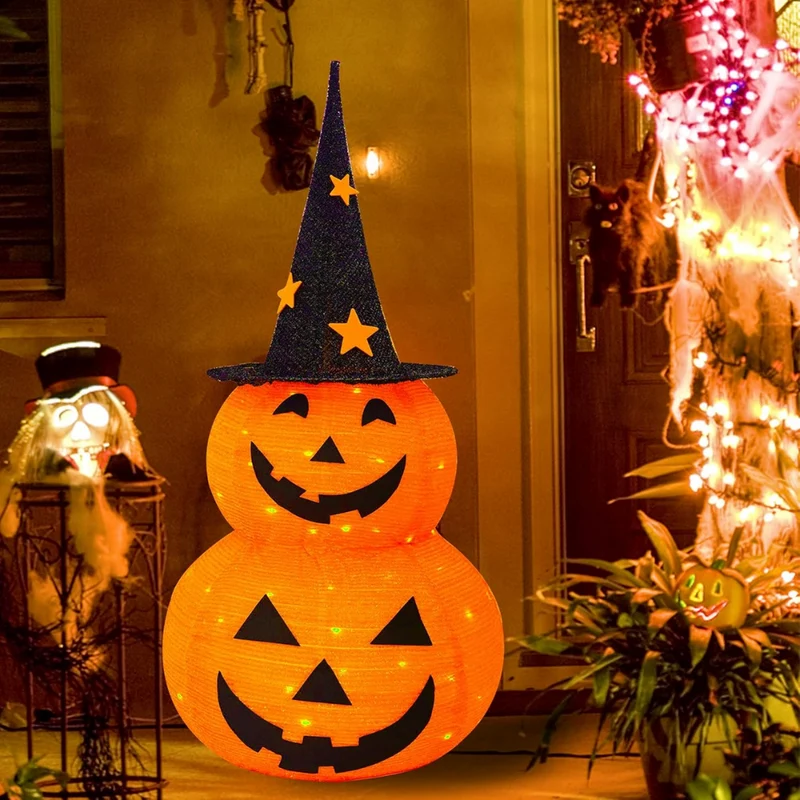 Zusammenklappbare Halloween-Kürbisdekorationen ™ | Stimmungsvolle leuchtende Halloween-Kürbisse