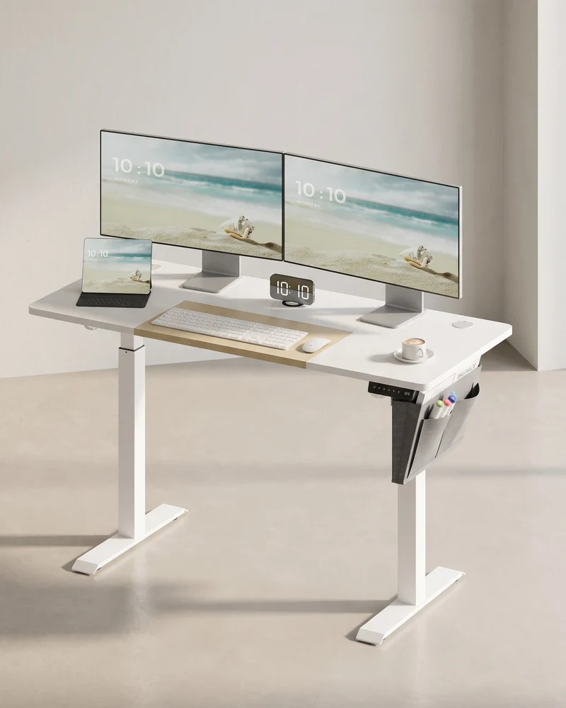 Komplettes Arbeitsplatz-Budget – Elektrischer Sitz-Steh-Schreibtisch + ergonomischer Bürostuhl – Höhenverstellbarer Schreibtisch – Heimarbeitsplatz
