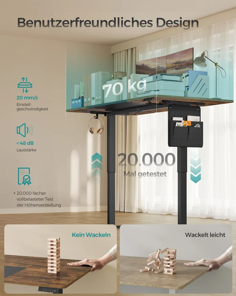 Komplettes Arbeitsplatz-Budget – Elektrischer Sitz-Steh-Schreibtisch + ergonomischer Bürostuhl – Höhenverstellbarer Schreibtisch – Heimarbeitsplatz