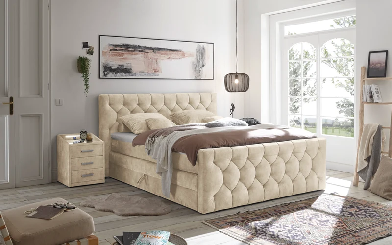 Boxspringbett Bett Kastenbett 180x200cm +Bettkasten + Topper