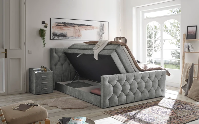 Boxspringbett Bett Kastenbett 180x200cm +Bettkasten + Topper