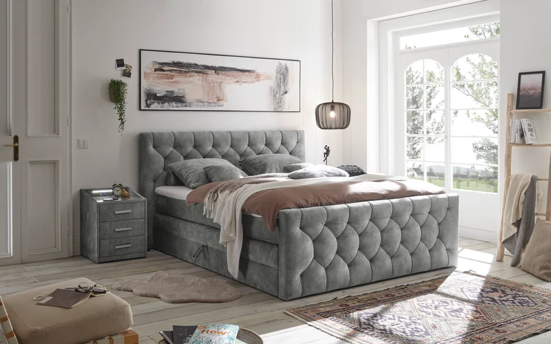 Boxspringbett Bett Kastenbett 180x200cm +Bettkasten + Topper