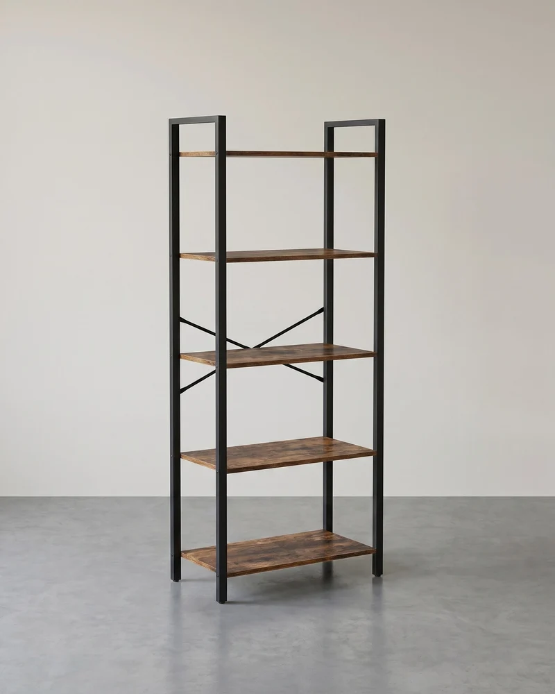 Bücherregal 5 Ebenen – Industrielles Aufbewahrungsregal – Offenes Wandregal 66 x 30 x 153 cm – ALINRU Kollektion