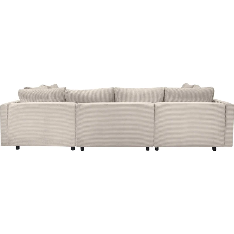 Wohnlandschaft Sofa Couch + Hocker + Kissen + Cord Stoff