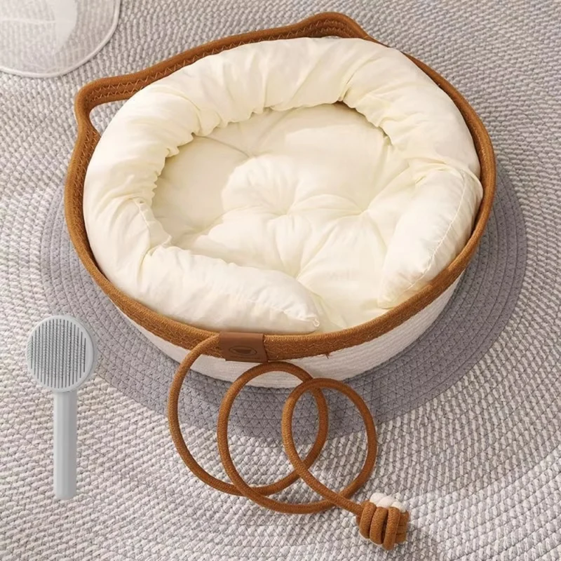 Gewebte Sofa-Nestkörbe™ | Handgeflochtenes Haustierbett mit Herz
