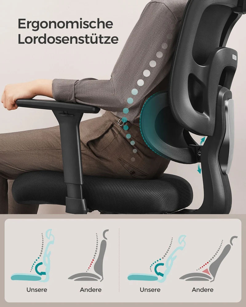Vollständig verstellbarer Bürostuhl – ergonomischer Bürostuhl – Bürostuhl – verstellbare Rückenlehne