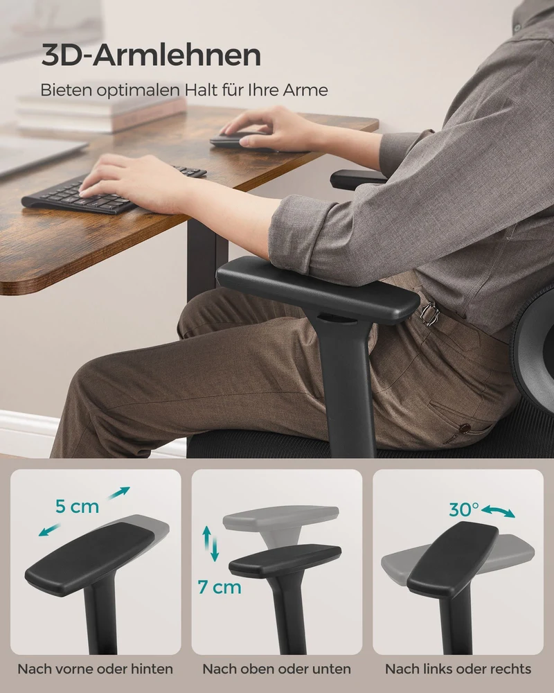 Vollständig verstellbarer Bürostuhl – ergonomischer Bürostuhl – Bürostuhl – verstellbare Rückenlehne