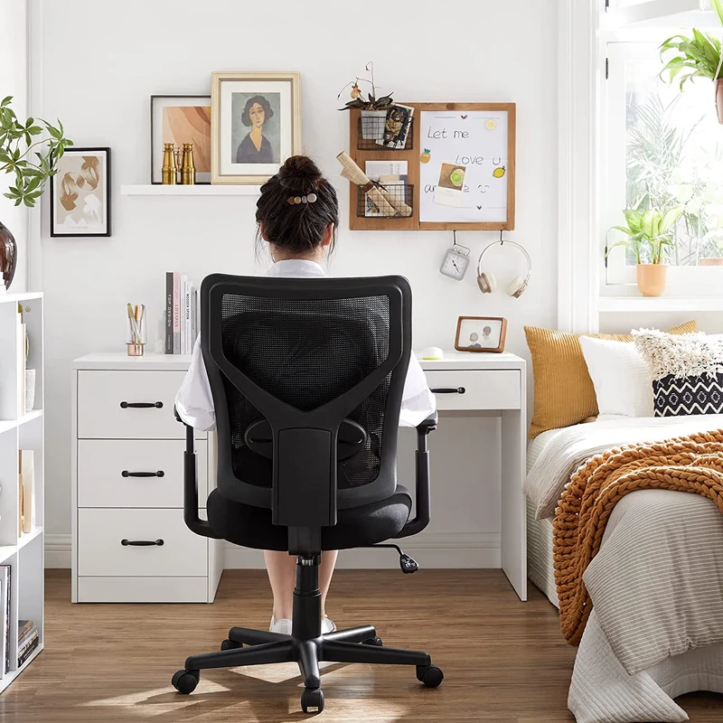 Bürostuhl - Ergonomischer Bürostuhl mit Wippmechanismus - Verstellbare Armlehnen - Netzgewebe