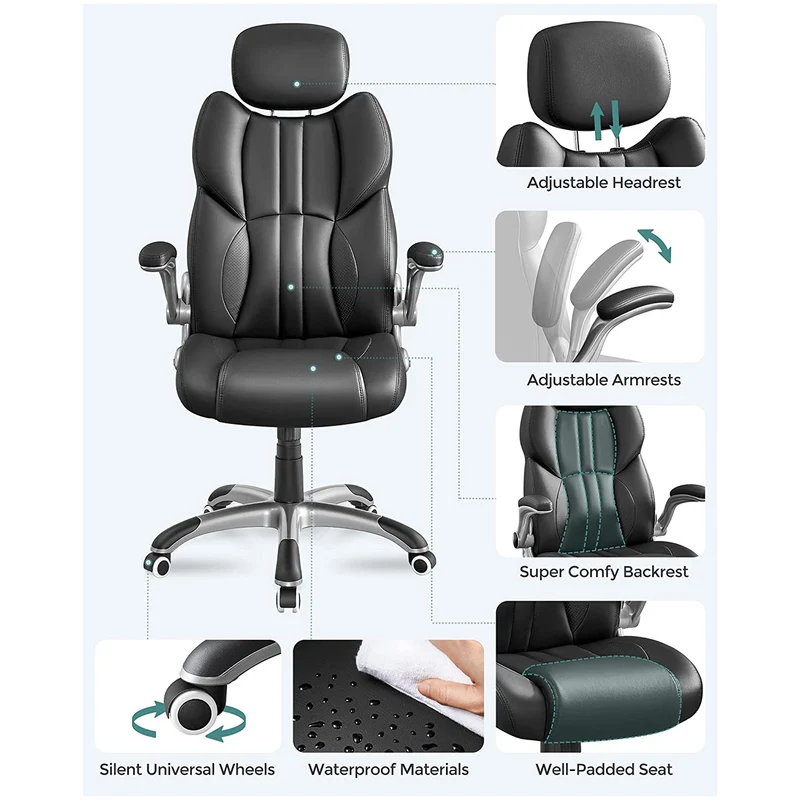 Ergonomischer Regiestuhl - Bürostuhl Leder - Belastbar bis 150 kg