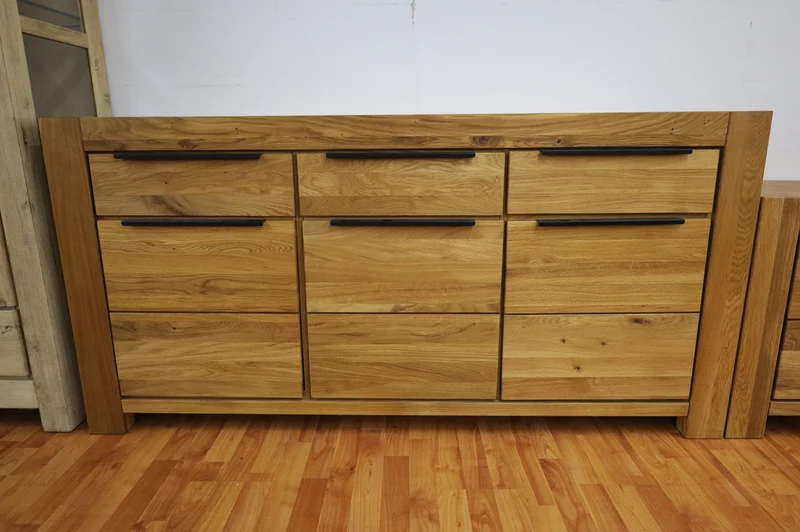 Highboard + Soft-Close + Front Massiv Holz Eiche +Stauraum groß