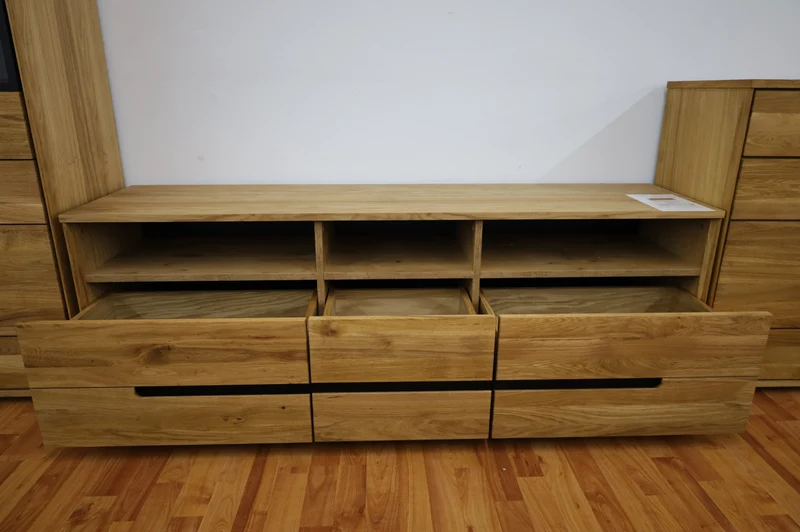 Tv-Kommode + Soft-Close + Front Massivholz Eiche +Stauraum groß