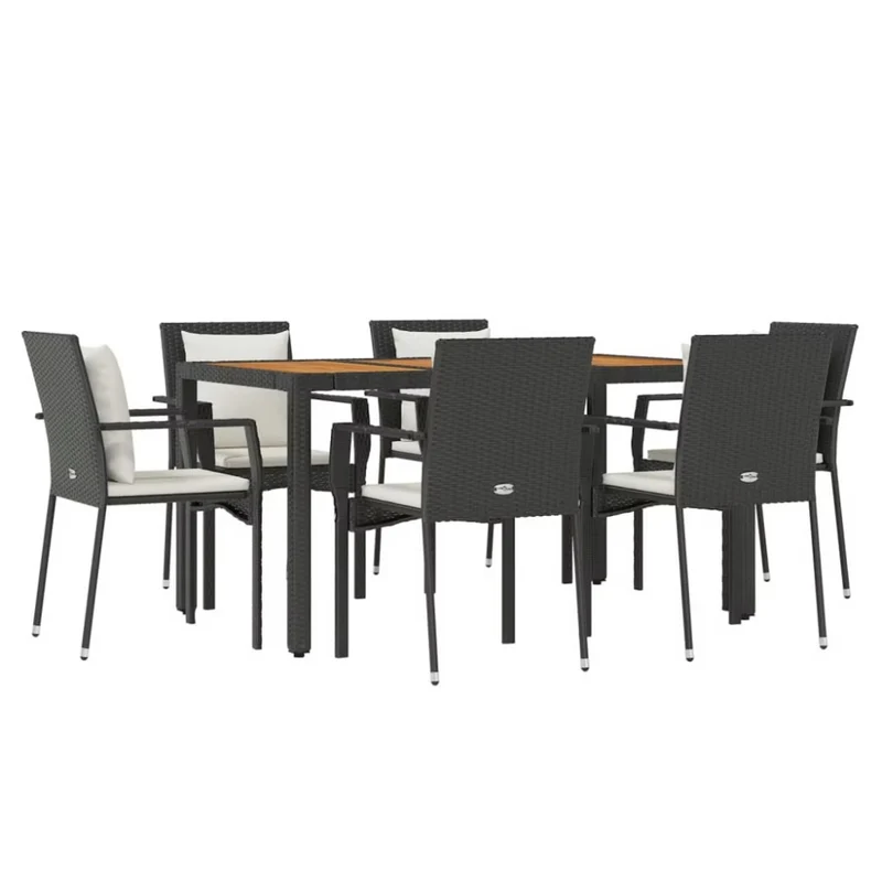7-TLG. Schwarze Poly Rattan Garten-Essgruppe™ | Dein Rückzugsort im Freien