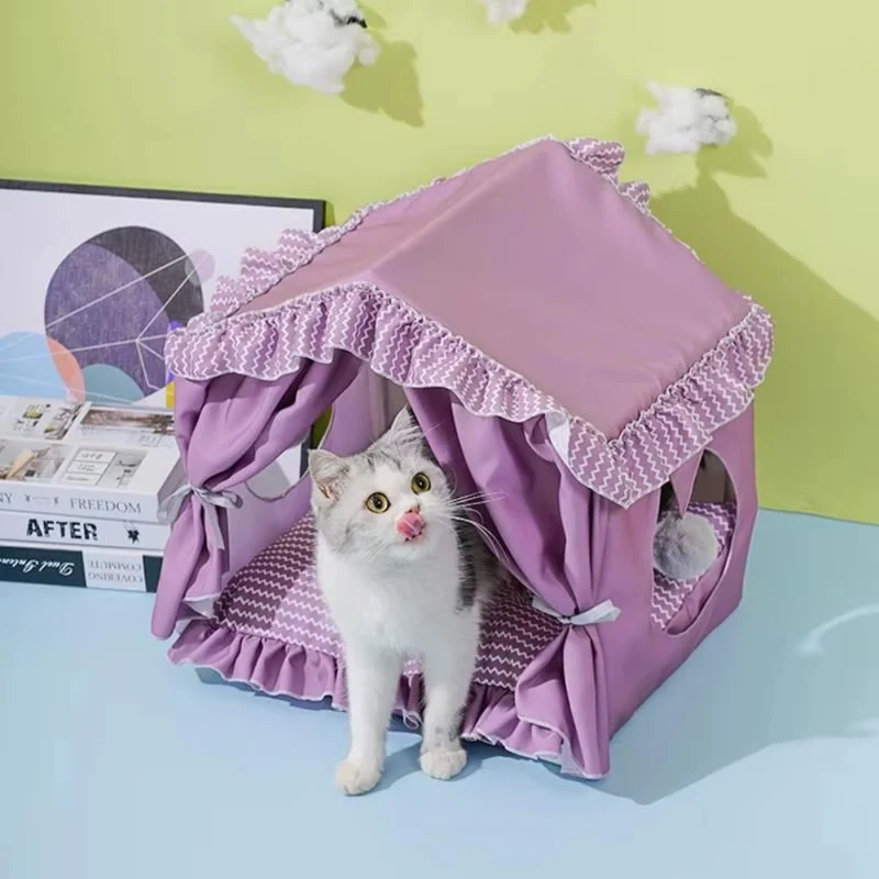 Süßes Katzenbett-Zelthaus™ | Kuscheliges Teepee-Katzenbett Zuhause