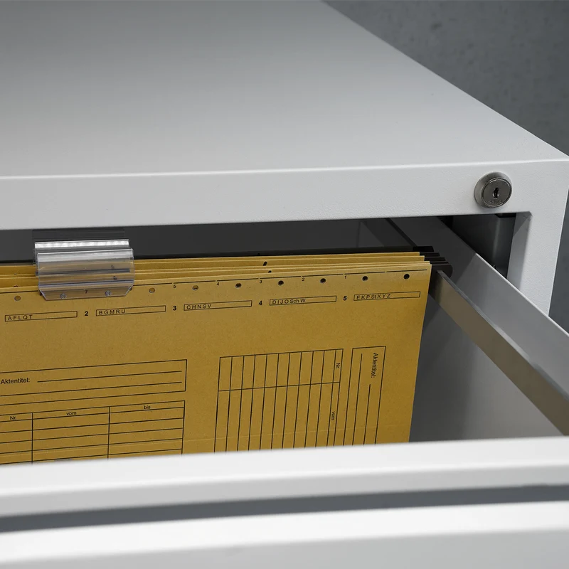 Stahl-Hängeregisterschrank (2 Schübe) – Einbahnig in Lichtgrau