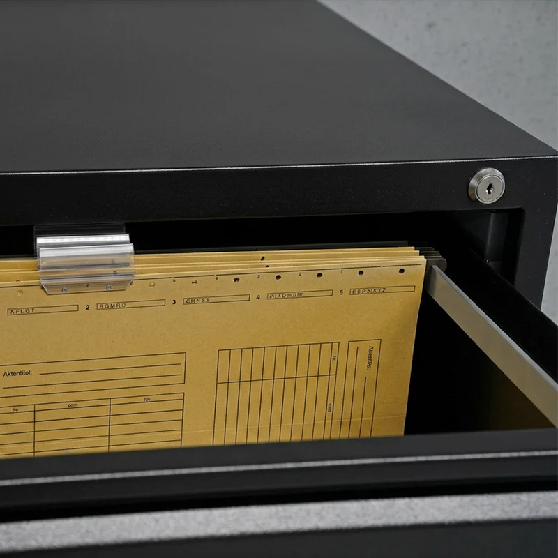 Stahl-Hängeregisterschrank (2 Schübe) – Einbahnig in Tiefschwarz