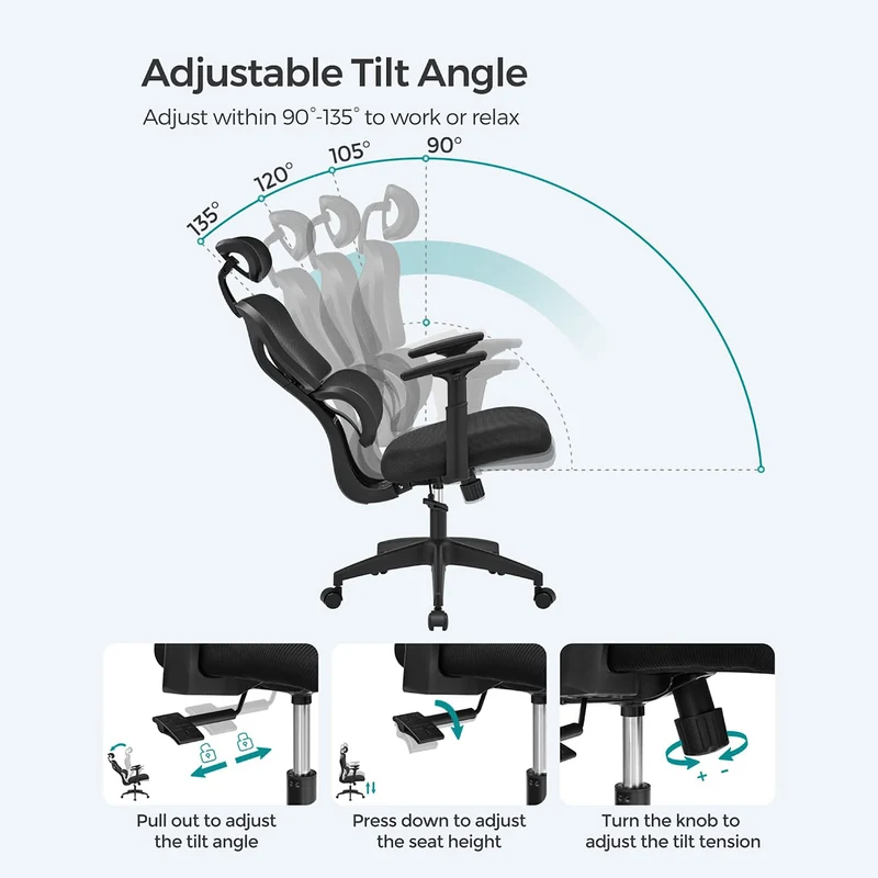 Ergonomischer Bürostuhl - Bürostuhl mit Netzrückenlehne - Atmungsaktiv