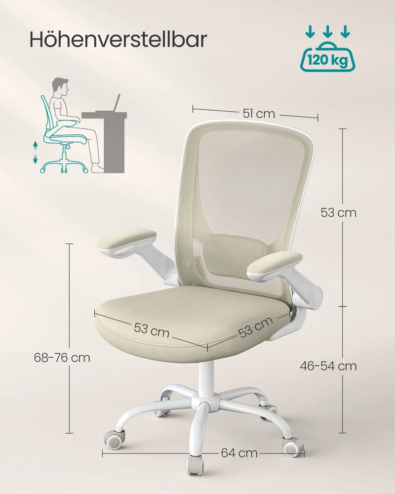 Bürostuhl mit verstellbaren Armlehnen – Ergonomisches Design – Netzrückenlehne
