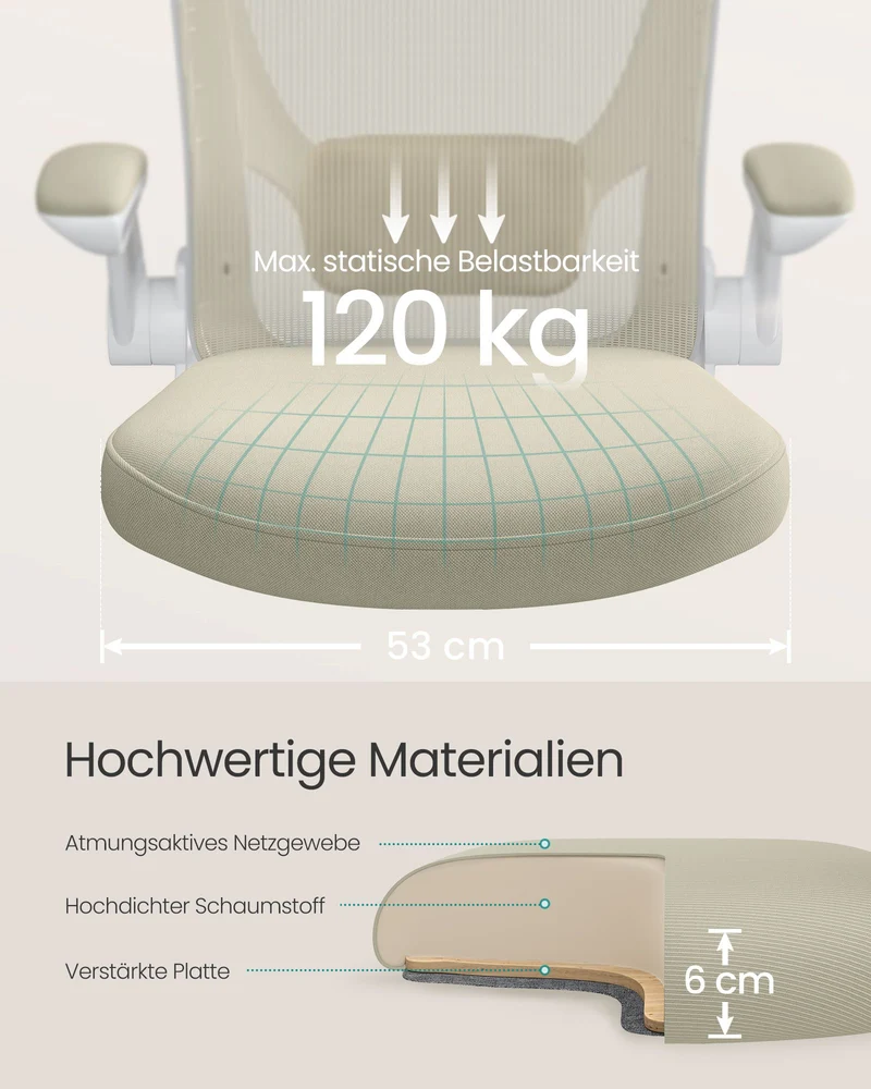 Bürostuhl mit verstellbaren Armlehnen – Ergonomisches Design – Netzrückenlehne