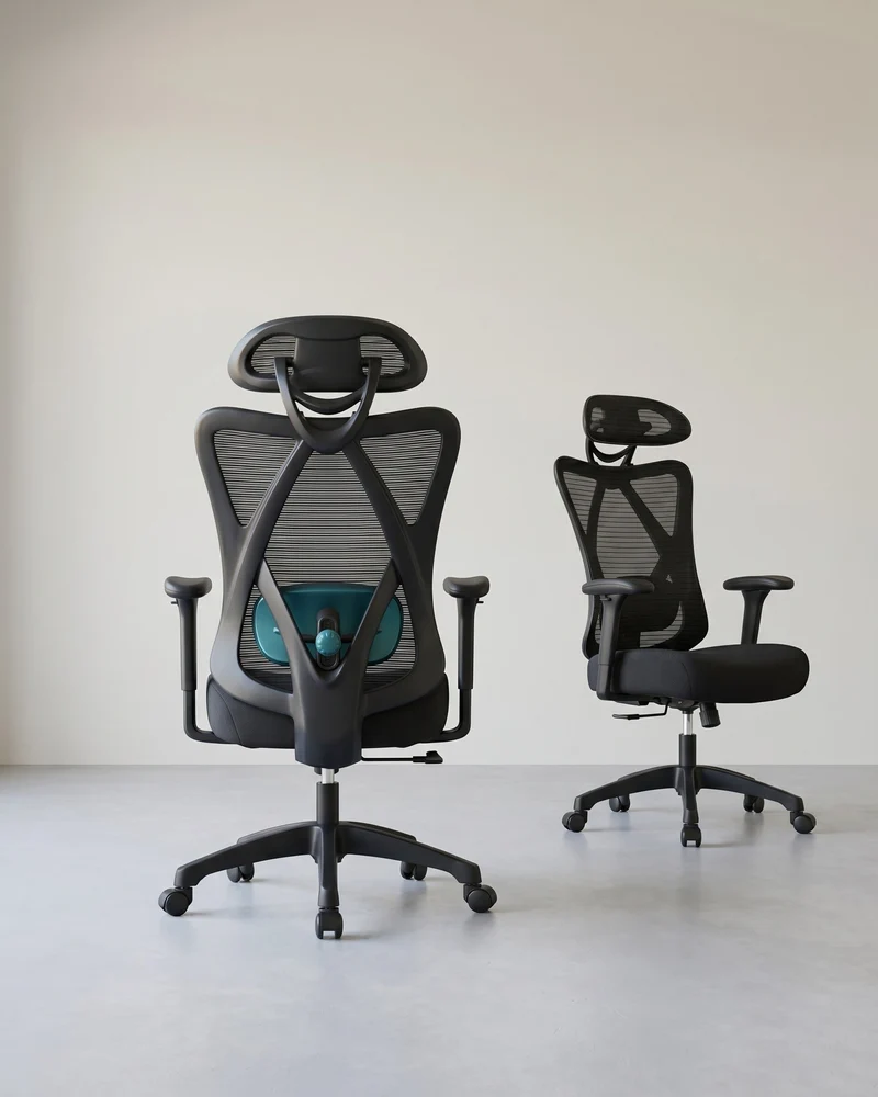 Ergonomischer Bürostuhl – Verstellbare Rücken- und Armlehne – Verstellbare Kopfstütze – 150 kg Tragkraft