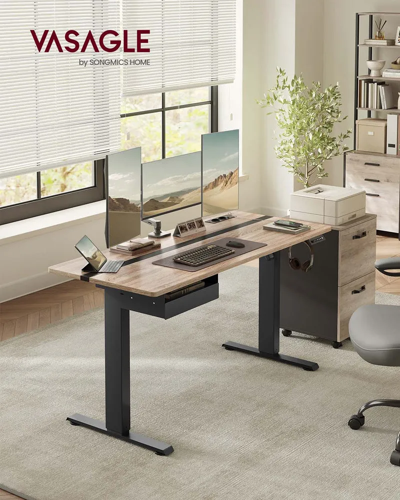 Elektrischer Stehschreibtisch mit Steckdose - Memory-Funktion - mit Schublade und Haken - Home Office