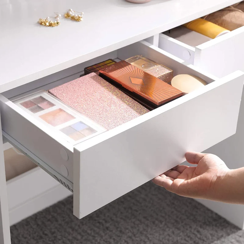 Schminktisch mit Spiegel & Schubladen – Weiß – Frisiertisch 80 cm mit Holzbeinen – für das Schlafzimmer