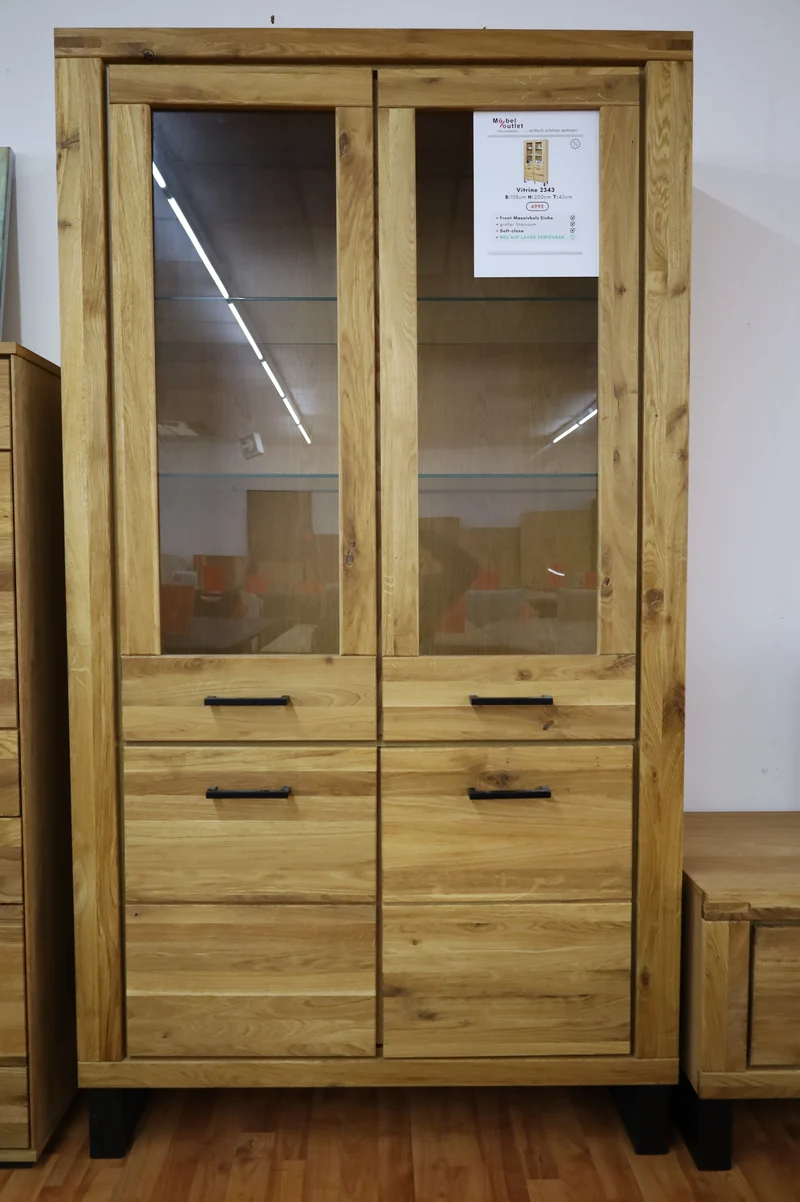 Highboard + Soft-Close + Front Massiv Holz Eiche + großer Stauraum