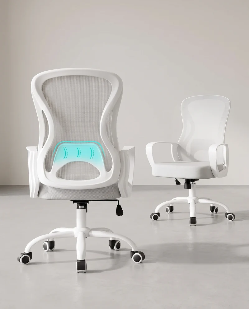 Ergonomischer Bürostuhl – Höhenverstellbar – Klappbare Armlehnen – Atmungsaktives Netzgewebe