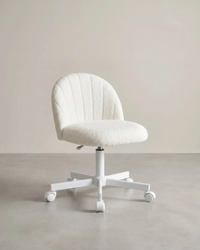 Drehstuhl – Kompaktes Design – Fleecebezug – Höhenverstellbar – 360°-Rollen – Ergonomische Rückenlehne