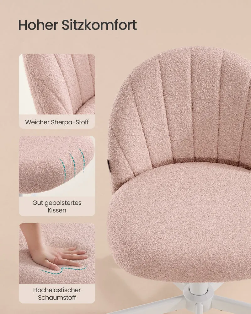Drehstuhl – Kompaktes Design – Fleecebezug – Höhenverstellbar – 360°-Rollen – Ergonomische Rückenlehne