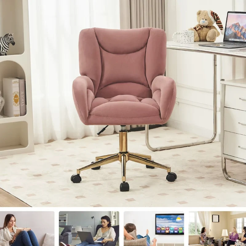 Drehbarer Schminkstuhl aus Samt™ | Eleganter komfortabler Samt-Drehstuhl