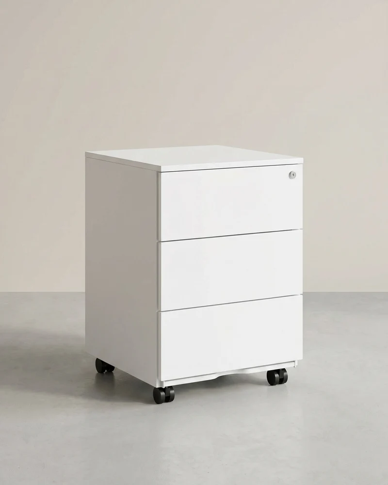 Metallschubladenschrank mit 3 Schubladen – Kompakter Büroschrank auf Rollen – Robustes und sicheres Design