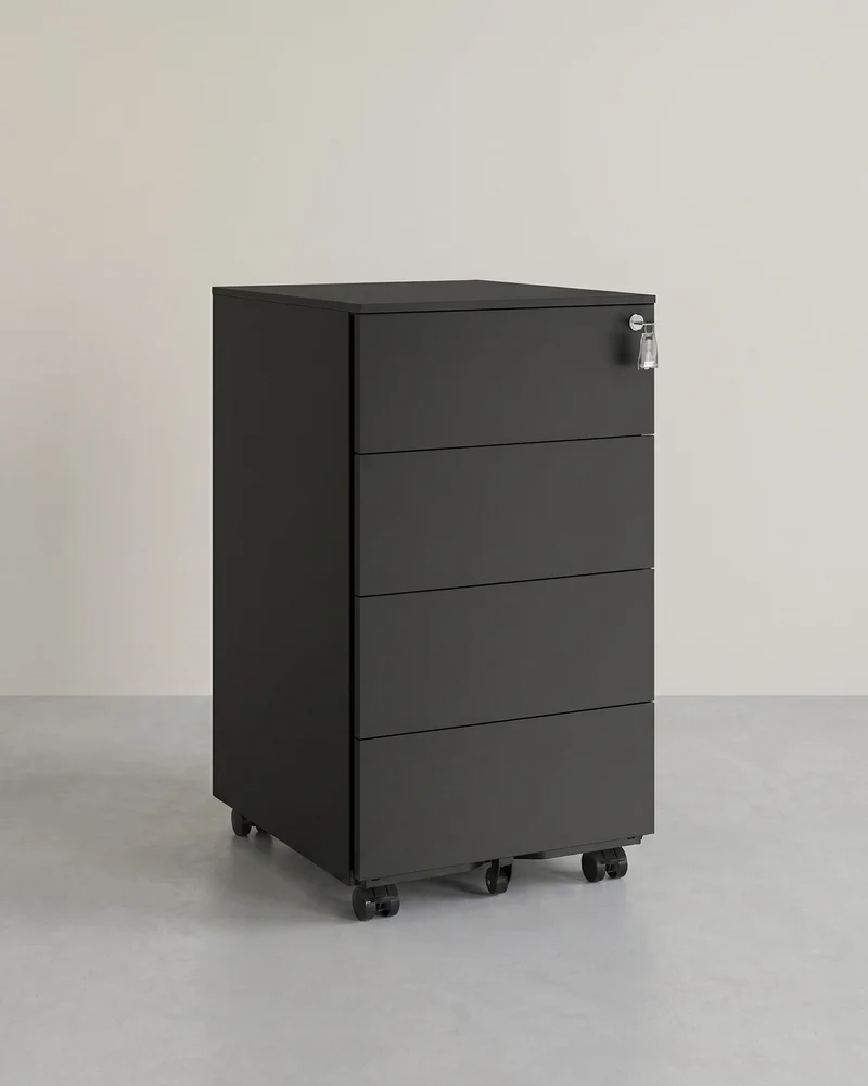 Metallschubladenschrank mit 3 Schubladen – Kompakter Büroschrank auf Rollen – Robustes und sicheres Design