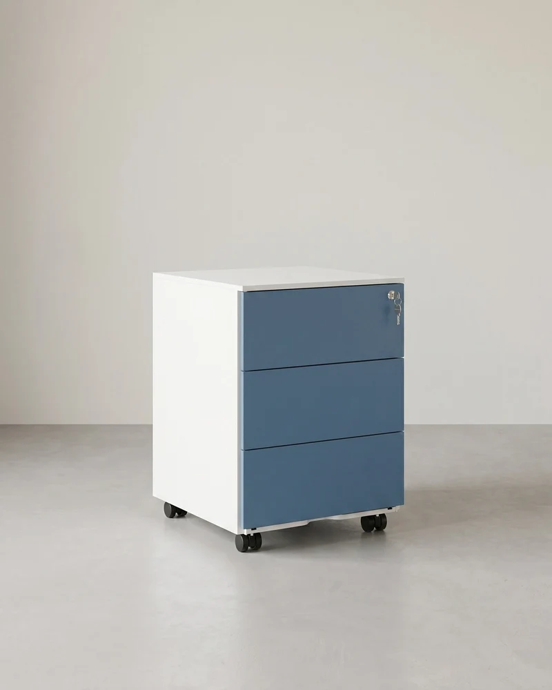 Metallschubladenschrank mit 3 Schubladen – Kompakter Büroschrank auf Rollen – Robustes und sicheres Design
