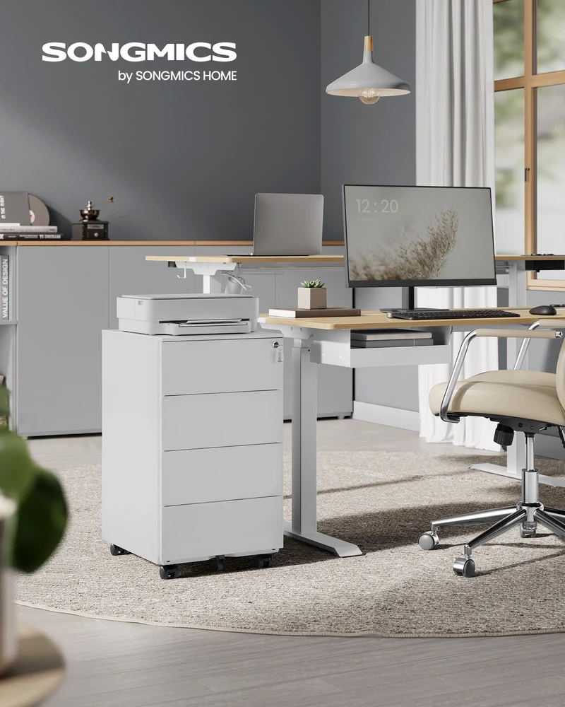 Metallschubladenschrank mit 3 Schubladen – Kompakter Büroschrank auf Rollen – Robustes und sicheres Design