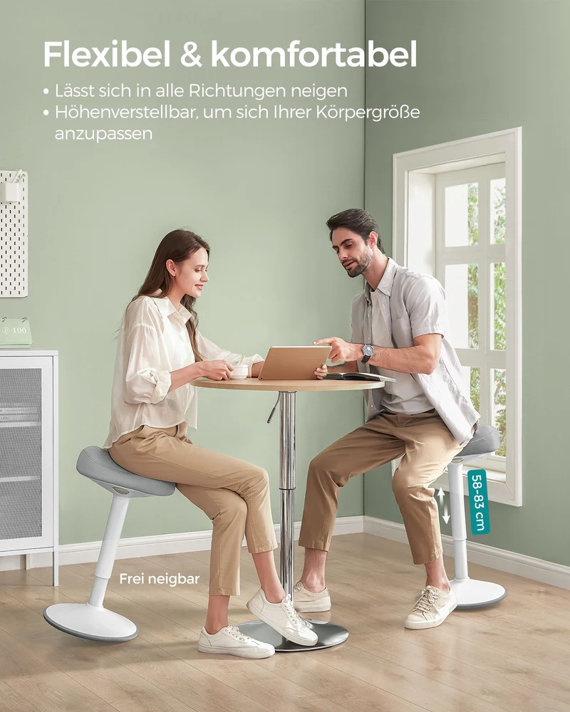 Ergonomischer Sattelhocker – Verstellbares Stahlgestell – Bequemer und aktiver Sitzkomfort