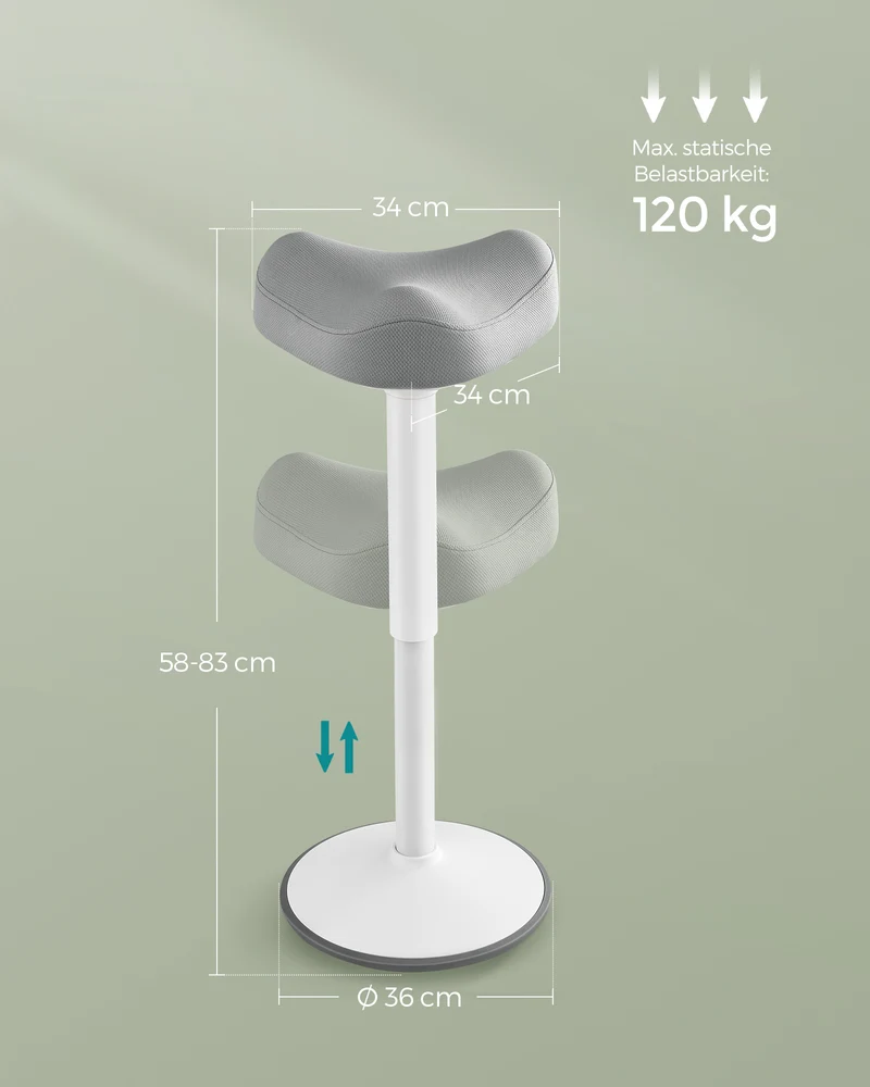 Ergonomischer Sattelhocker – Verstellbares Stahlgestell – Bequemer und aktiver Sitzkomfort