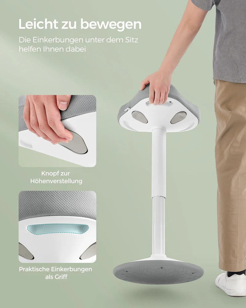 Ergonomischer Sattelhocker – Verstellbares Stahlgestell – Bequemer und aktiver Sitzkomfort