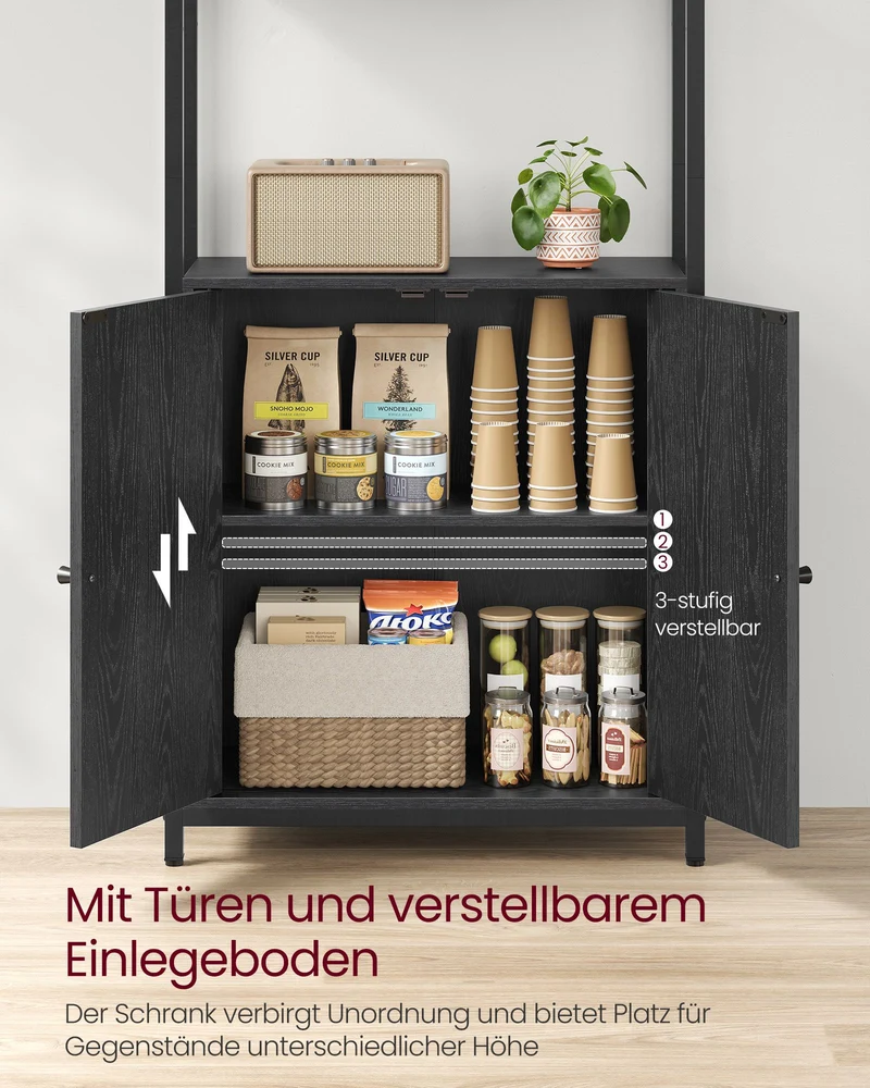 Bücherregal mit Türen und verstellbaren Einlegeböden – Stilvolles Aufbewahrungsmöbel im Industriestil für Wohnzimmer oder Büro
