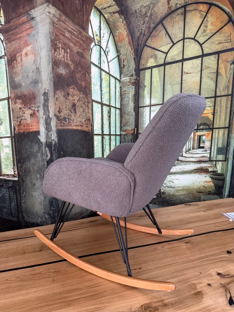 Schaukelstuhl Sessel +Holzkufen +Metallgestell +extra dick gepolstert +verschiedene Farben