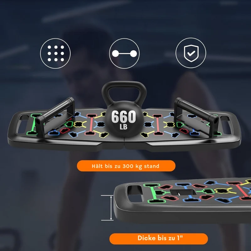 Hochwertiges Liegestützbrett als tragbares Trainingsgerät™ | DEIN FITNESSSTUDIO FÜR ZUHAUSE