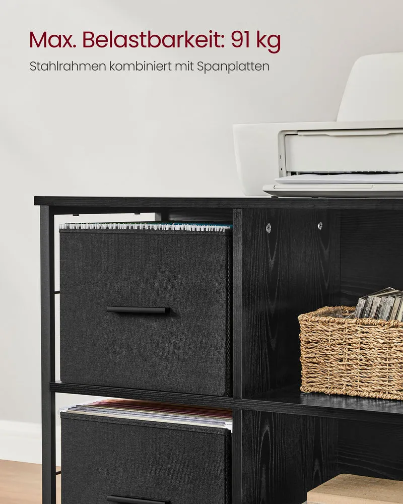 Rollschrank – Büroschrank mit 2 Stoffschubladen und offenen Fächern – Industriestil