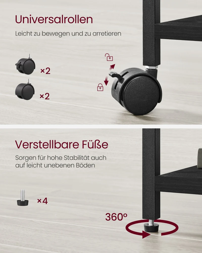 Rollschrank – Büroschrank mit 2 Stoffschubladen und offenen Fächern – Industriestil
