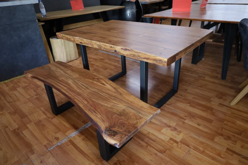 Esstisch Tisch + Massivholz Akazie +Echte Baumkante 200x100cm