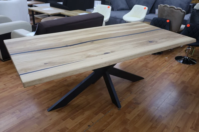 Esstisch Tisch +Massivholz Eiche VOLL 4cm +Baumkante +Epoxidharz