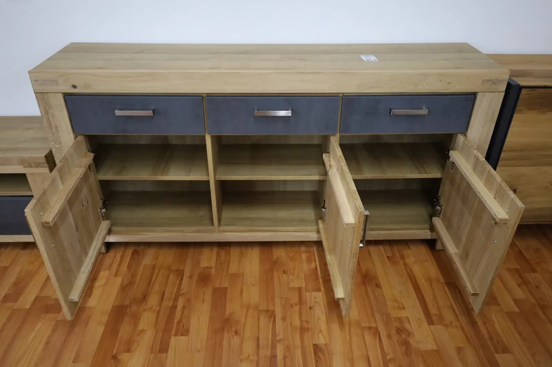 Kommode Sideboard +Front Massivholz Eiche +Schubladen/Ablageflächen